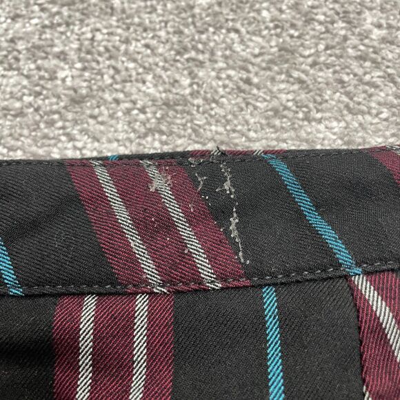 Urban Outfitters Cropped Pants Mens 34 Maroon Black Striped Straight Drawstring - Picture 3 of 15